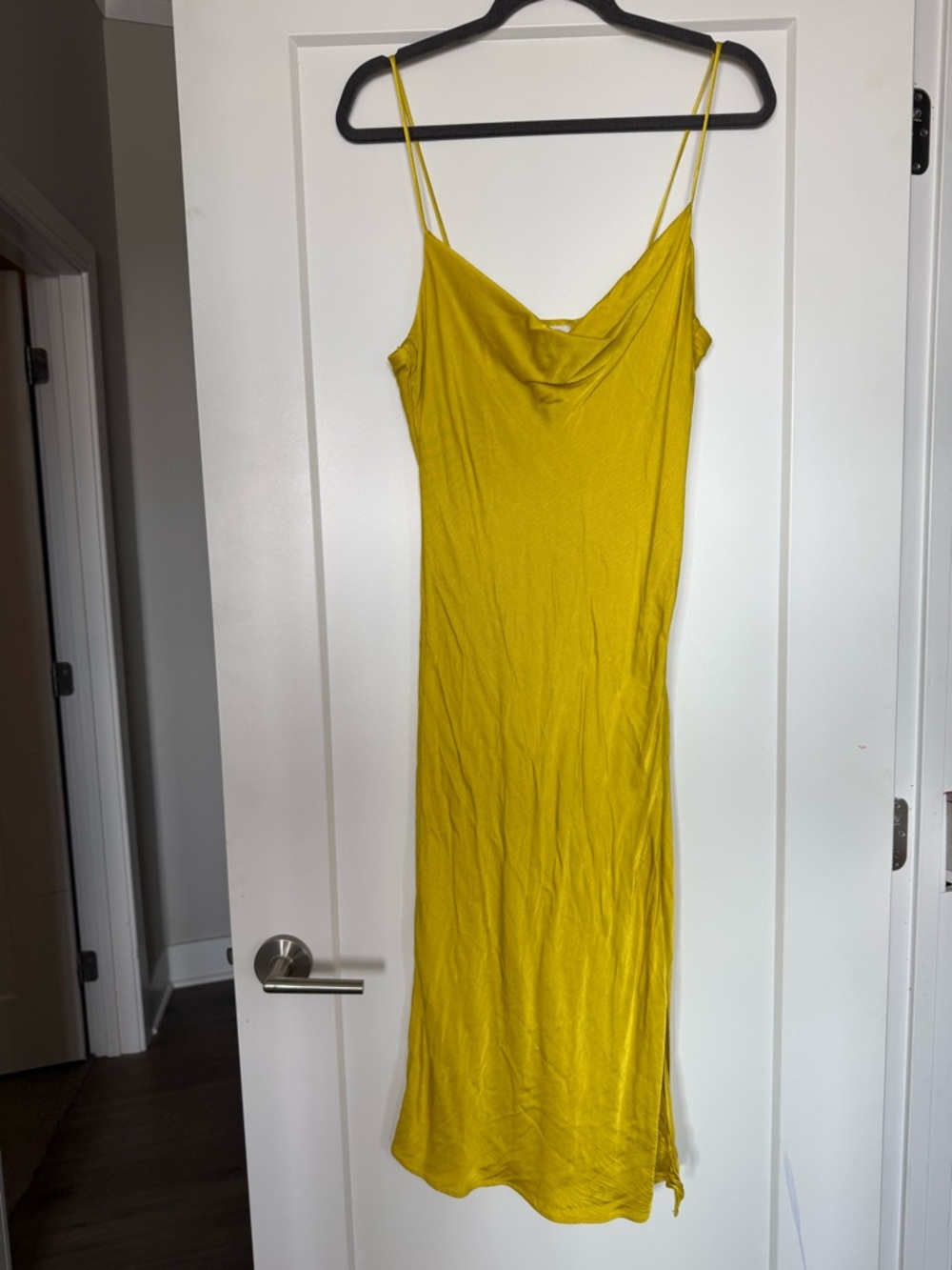 Socialite Mustard Yellow Cowl Slip Midi Dress